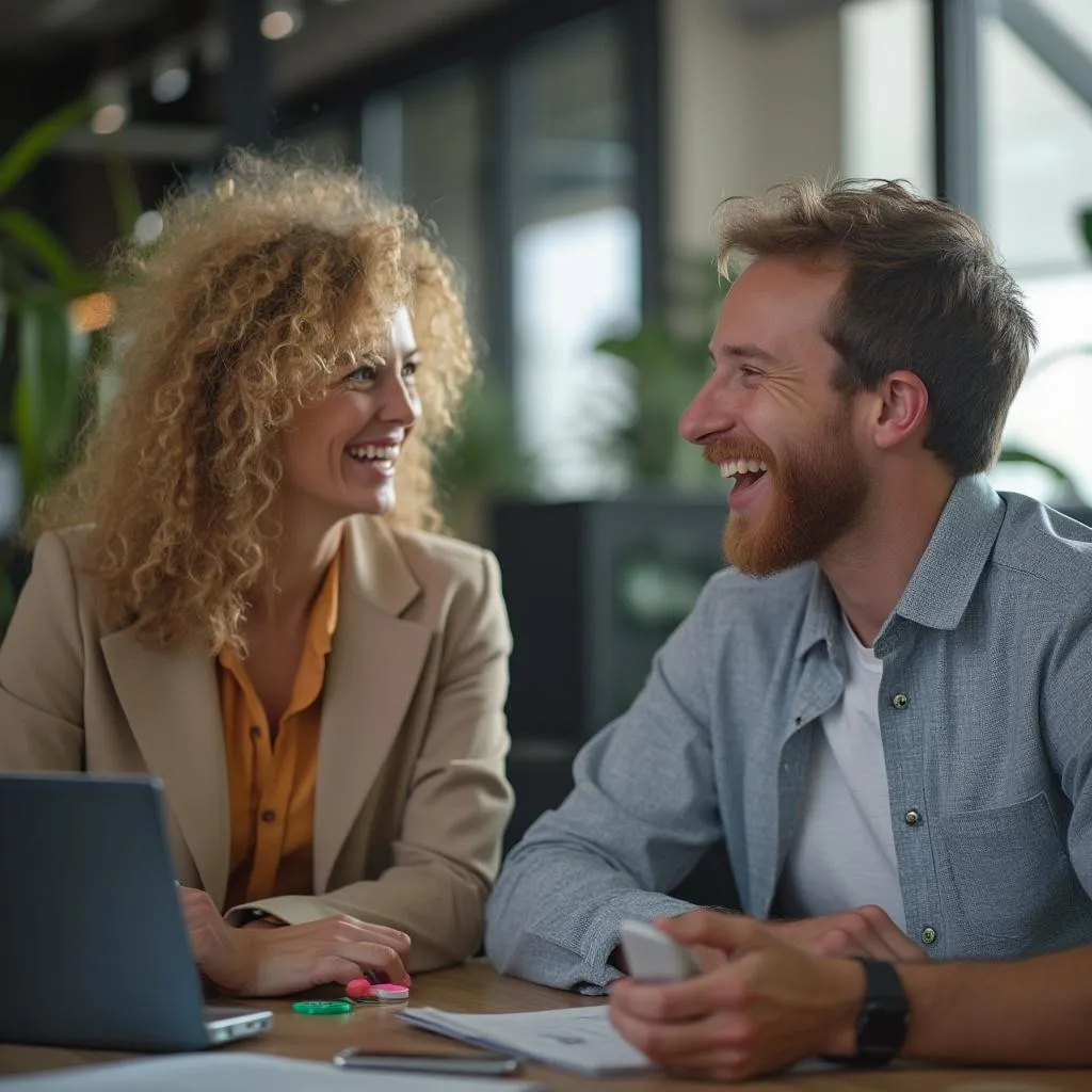Profesional Y en una conversación productiva