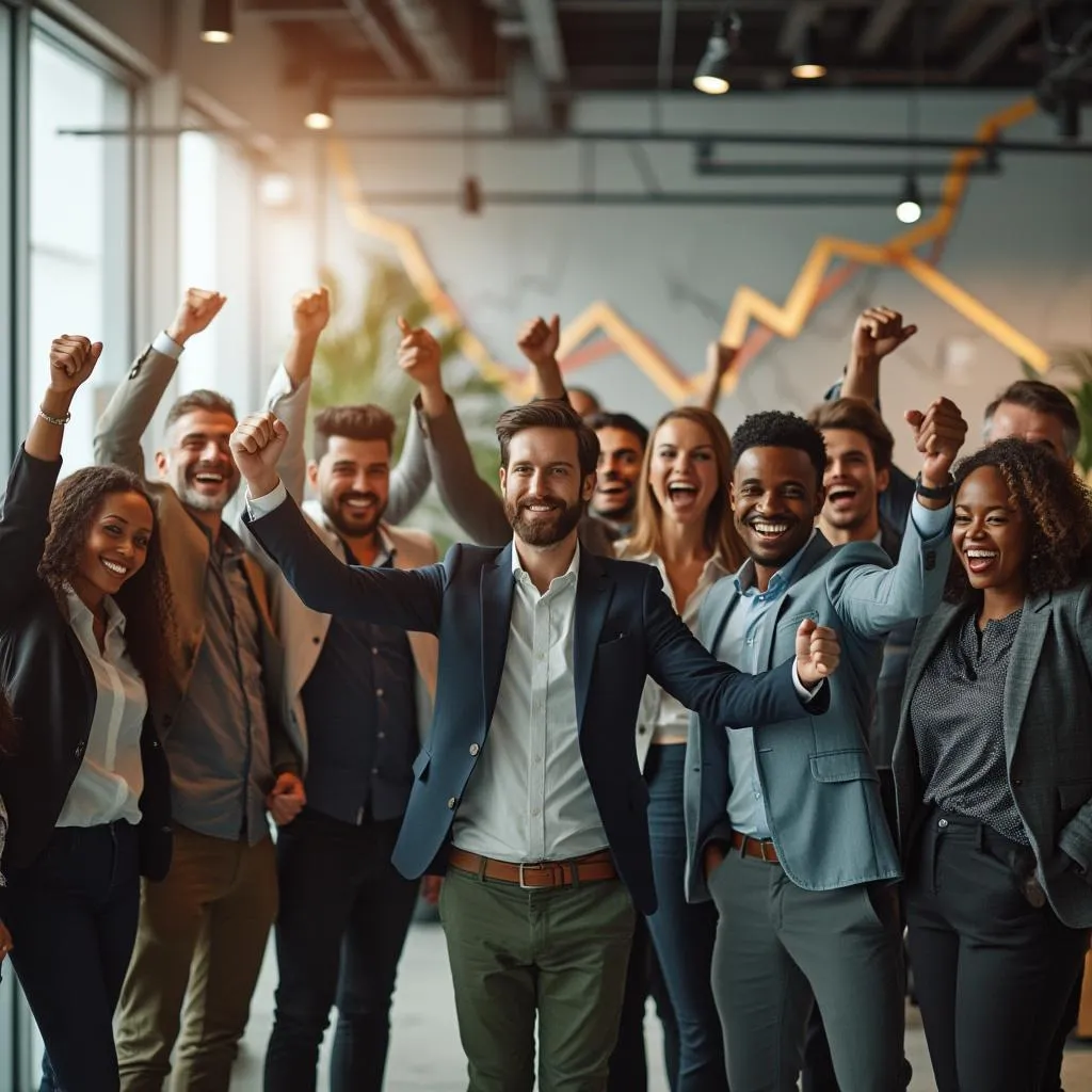 Equipo de la Empresa X celebrando el éxito